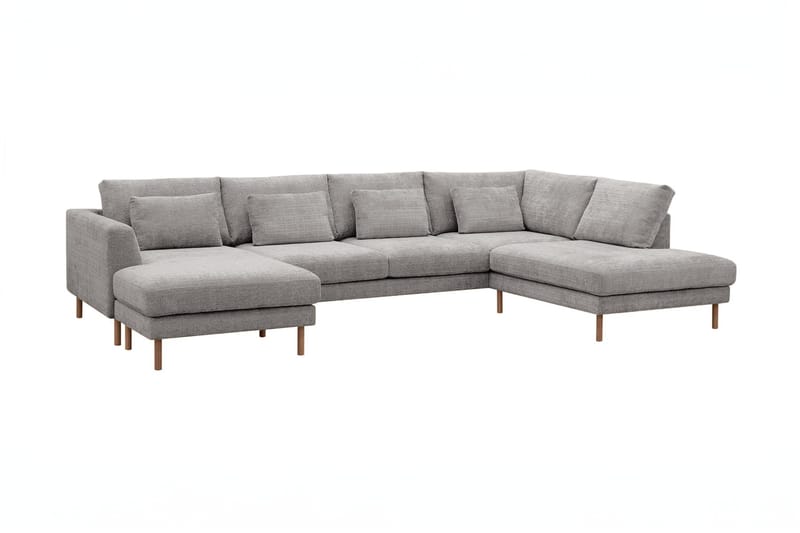 Florenz 4-sits Högervänd U-formad Soffa med Divan och Schäslong i Chenille - Ljusgrå - Möbler - Soffa - Divansoffa & schäslongsoffa - 4 sits soffa med divan