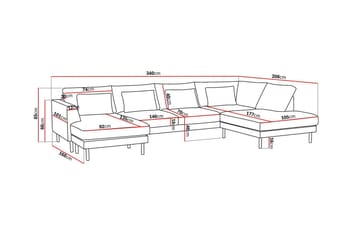 Florenz 4-sits Högervänd U-formad Soffa med Divan och Schäslong i Chenille - Ljusgrå - Möbler - Soffa - Divansoffa & schäslongsoffa - 4 sits soffa med divan