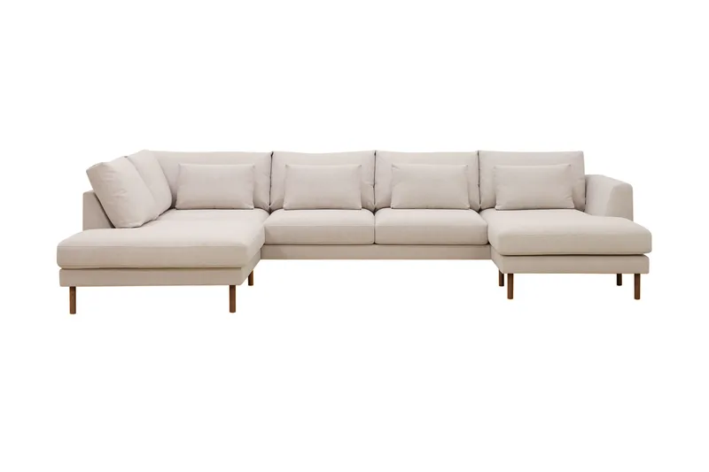 Florenz 4-sits Vänstervänd U-formad Soffa med Divan och Schäslong i Tyg - Beige - Möbler - Soffa - Divansoffa & schäslongsoffa - 4 sits soffa med divan