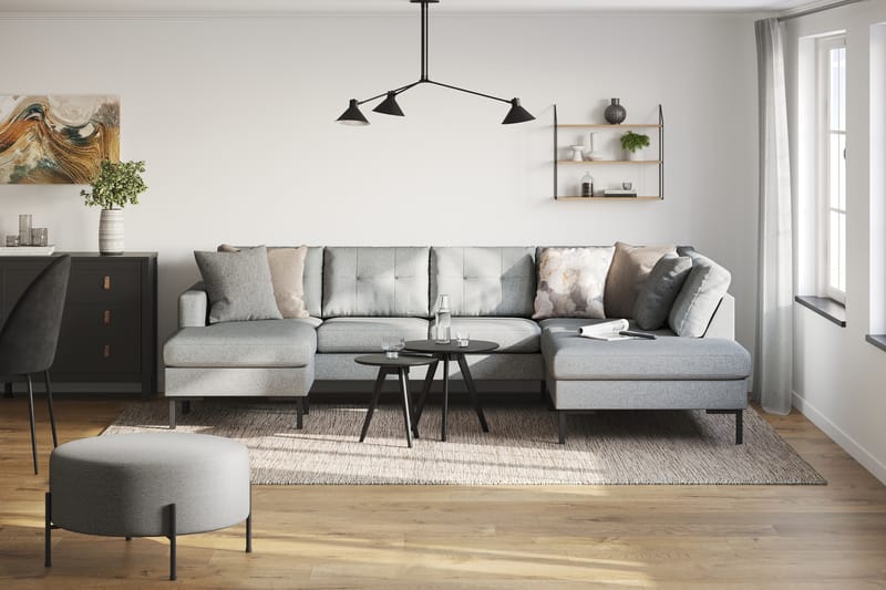 Frillestad 4-sits Högervänd U-formad Soffa med Divan och Schäslong i Tyg - Grå - Möbler - Soffa - Divansoffa & schäslongsoffa - 4 sits soffa med divan