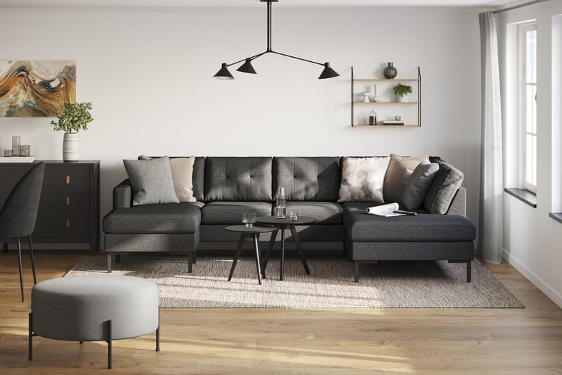 Frillestad 4-sits Högervänd U-formad Soffa med Divan och Schäslong i Tyg - Mörkgrå - Möbler - Soffa - Divansoffa & schäslongsoffa - 4 sits soffa med divan