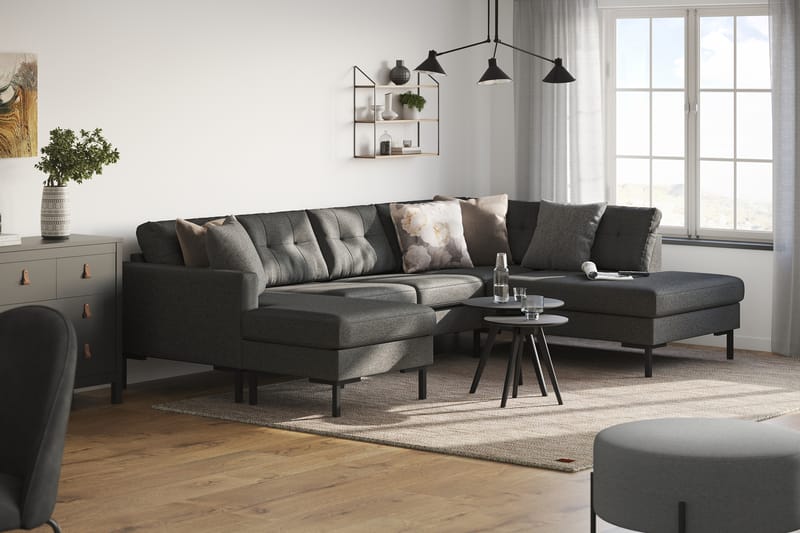 Frillestad 4-sits Högervänd U-formad Soffa med Divan och Schäslong i Tyg - Mörkgrå - Möbler - Soffa - Divansoffa & schäslongsoffa - 4 sits soffa med divan