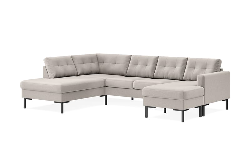 Frillestad 4-sits Vänstervänd U-formad Soffa med Divan och Schäslong i Tyg - Beige - Möbler - Soffa - Divansoffa & schäslongsoffa - 4 sits soffa med divan