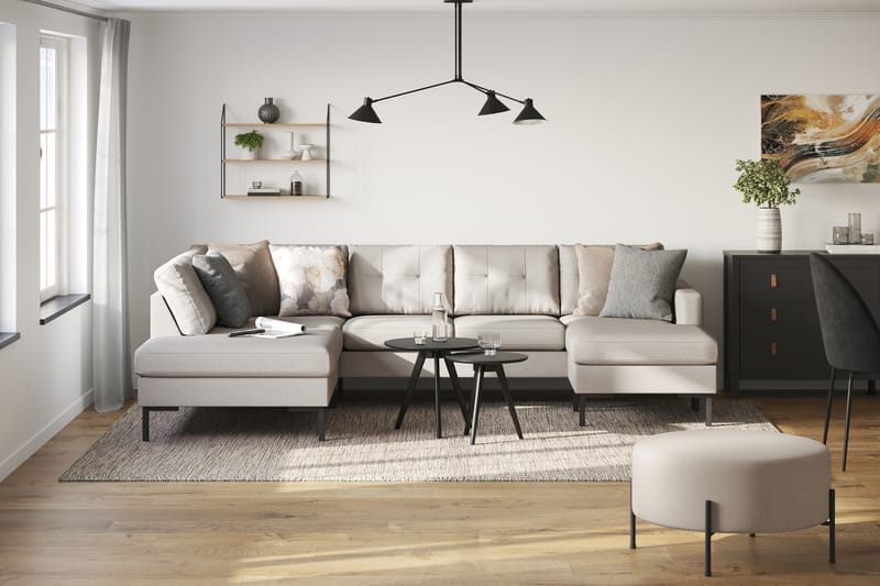 Frillestad 4-sits Vänstervänd U-formad Soffa med Divan och Schäslong i Tyg - Beige - Möbler - Soffa - Divansoffa & schäslongsoffa - 4 sits soffa med divan