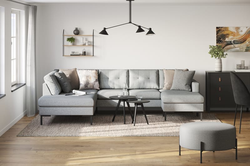Frillestad 4-sits Vänstervänd U-formad Soffa med Divan och Schäslong i Tyg - Grå - Möbler - Soffa - Divansoffa & schäslongsoffa - 4 sits soffa med divan