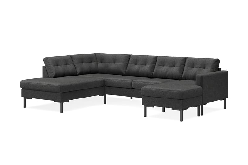 Frillestad 4-sits Vänstervänd U-formad Soffa med Divan och Schäslong i Tyg - Mörkgrå - Möbler - Soffa - Divansoffa & schäslongsoffa - 4 sits soffa med divan