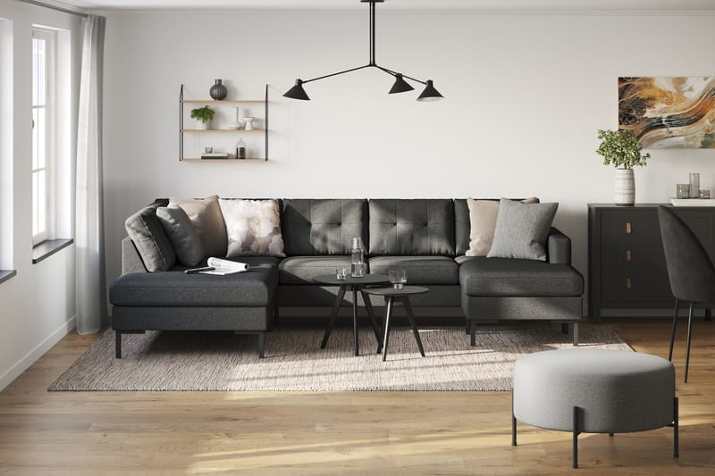 Frillestad 4-sits Vänstervänd U-formad Soffa med Divan och Schäslong i Tyg - Mörkgrå - Möbler - Soffa - Divansoffa & schäslongsoffa - 4 sits soffa med divan