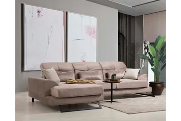 Jaraad Divansoffa Höger - Beige/Svart - Möbler - Soffa - Divansoffa & schäslongsoffa - 4 sits soffa med divan