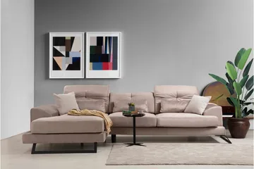 Jaraad Divansoffa Höger - Beige/Svart - Möbler - Soffa - Divansoffa & schäslongsoffa - 4 sits soffa med divan