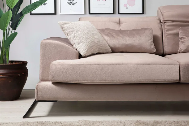 Jaraad Divansoffa Höger - Beige/Svart - Möbler - Soffa - Divansoffa & schäslongsoffa - 4 sits soffa med divan