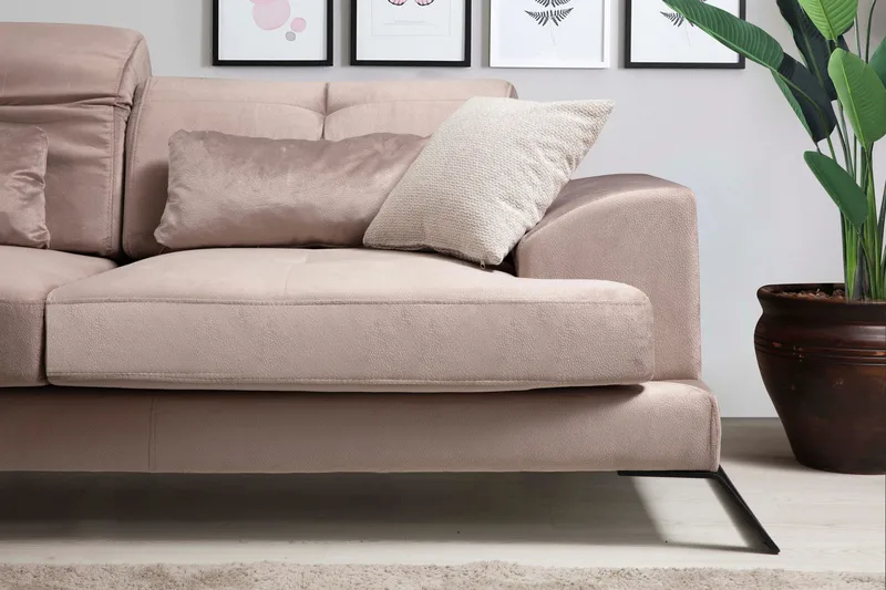 Jaraad Divansoffa Höger - Beige/Svart - Möbler - Soffa - Divansoffa & schäslongsoffa - 4 sits soffa med divan