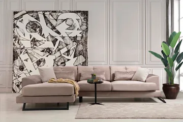 Jaraad Divansoffa Höger - Beige/Svart - Möbler - Soffa - Divansoffa & schäslongsoffa - 4 sits soffa med divan