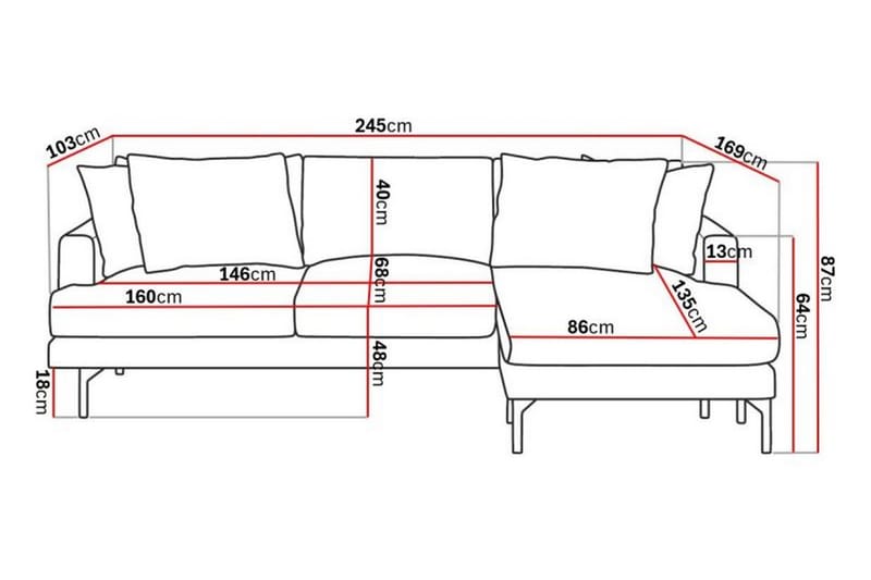Menard 3-sits Högervänd L-formad Divansoffa i Manchester - Beige - Möbler - Soffa - Divansoffa & schäslongsoffa - 3 sits soffa med divan