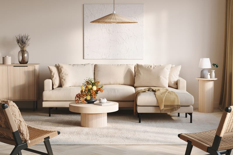 Menard 3-sits Högervänd L-formad Divansoffa i Manchester - Beige - Möbler - Soffa - Divansoffa & schäslongsoffa - 3 sits soffa med divan
