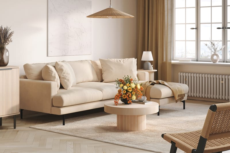 Menard 3-sits Högervänd L-formad Divansoffa i Manchester - Beige - Möbler - Soffa - Divansoffa & schäslongsoffa - 3 sits soffa med divan