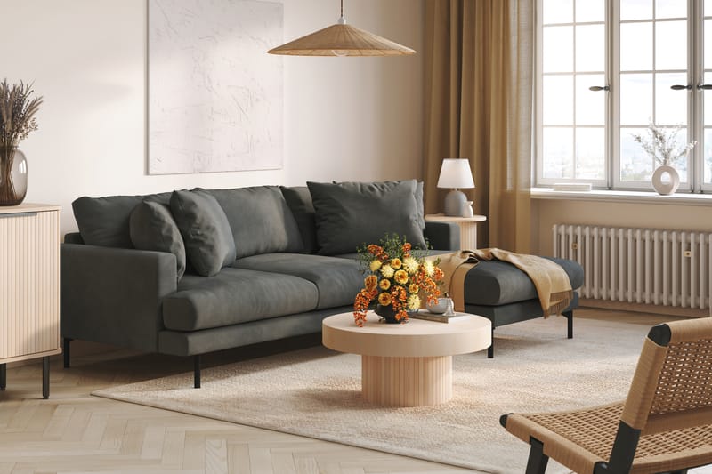 Menard 3-sits Högervänd L-formad Divansoffa i Manchester - Grå - Möbler - Soffa - Divansoffa & schäslongsoffa - 3 sits soffa med divan