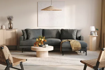 Menard 3-sits Högervänd L-formad Divansoffa i Manchester - Grå - Möbler - Soffa - Divansoffa & schäslongsoffa - 3 sits soffa med divan