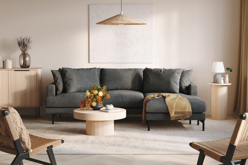 Menard 3-sits Högervänd L-formad Divansoffa i Manchester - Grå - Möbler - Soffa - Divansoffa & schäslongsoffa - 3 sits soffa med divan