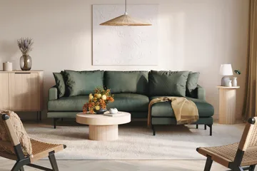 Menard 3-sits Högervänd L-formad Divansoffa i Manchester - Grön - Möbler - Soffa - Divansoffa & schäslongsoffa - 3 sits soffa med divan