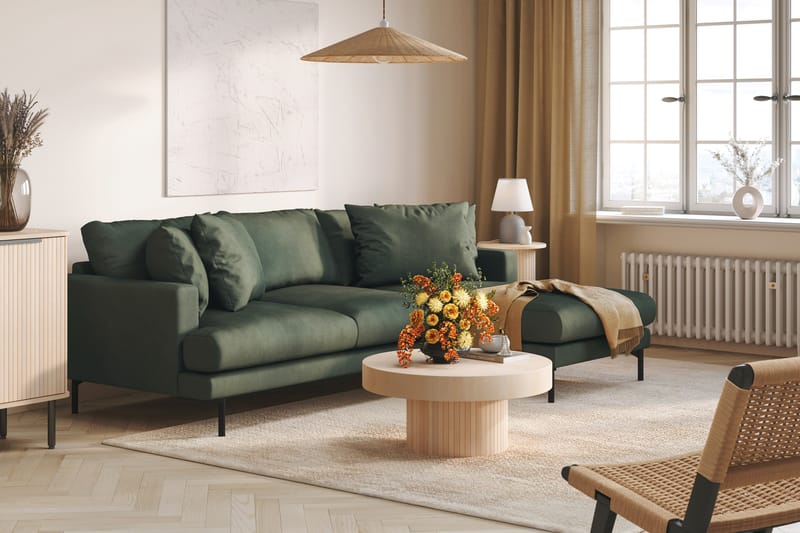 Menard 3-sits Högervänd L-formad Divansoffa i Manchester - Grön - Möbler - Soffa - Divansoffa & schäslongsoffa - 3 sits soffa med divan