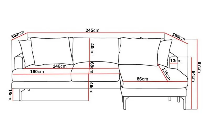 Menard 3-sits Högervänd L-formad Divansoffa i Manchester - Grön - Möbler - Soffa - Divansoffa & schäslongsoffa - 3 sits soffa med divan