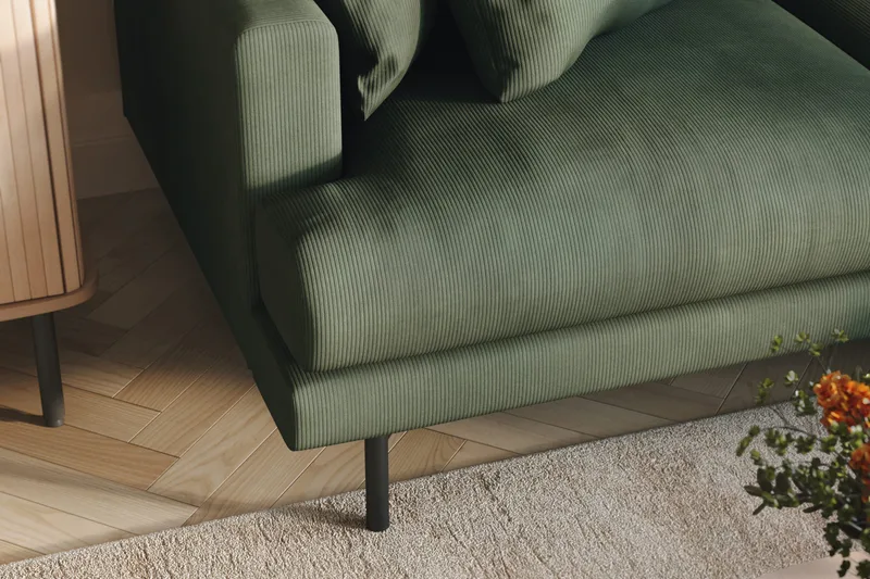 Menard 3-sits Högervänd L-formad Divansoffa i Manchester - Grön - Möbler - Soffa - Divansoffa & schäslongsoffa - 3 sits soffa med divan