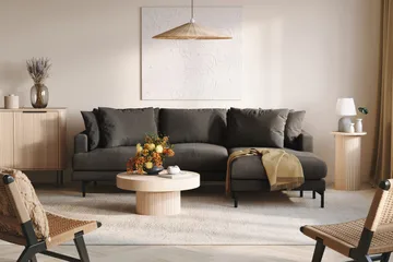 Menard 3-sits Högervänd L-formad Divansoffa i Manchester - Mörkgrå - Möbler - Soffa - Divansoffa & schäslongsoffa - 3 sits soffa med divan