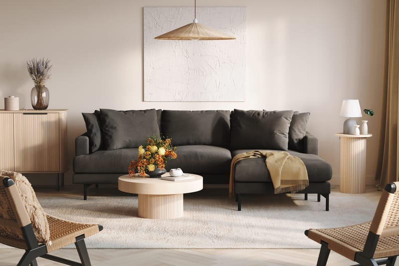 Menard 3-sits Högervänd L-formad Divansoffa i Manchester - Mörkgrå - Möbler - Soffa - Divansoffa & schäslongsoffa - 3 sits soffa med divan