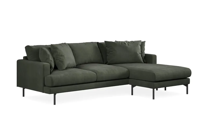 Menard 3-sits Högervänd L-formad Divansoffa i Manchester - Mörkgrön - Möbler - Soffa - Divansoffa & schäslongsoffa - 3 sits soffa med divan