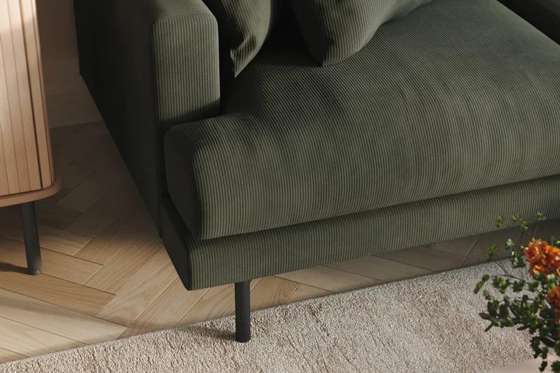 Menard 3-sits Högervänd L-formad Divansoffa i Manchester - Mörkgrön - Möbler - Soffa - Divansoffa & schäslongsoffa - 3 sits soffa med divan