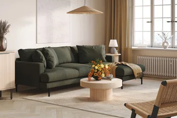 Menard 3-sits Högervänd L-formad Divansoffa i Manchester - Mörkgrön - Möbler - Soffa - Divansoffa & schäslongsoffa - 3 sits soffa med divan