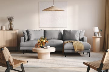 Menard 3-sits Högervänd L-formad Divansoffa i Tyg - Grå - Möbler - Soffa - Divansoffa & schäslongsoffa - 3 sits soffa med divan