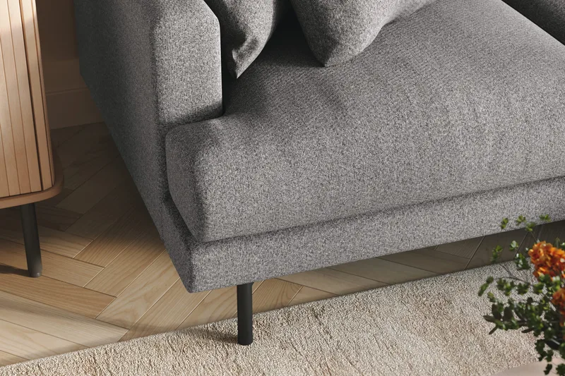 Menard 3-sits Högervänd L-formad Divansoffa i Tyg - Grå - Möbler - Soffa - Divansoffa & schäslongsoffa - 3 sits soffa med divan
