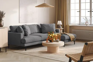 Menard 3-sits Högervänd L-formad Divansoffa i Tyg - Mörkgrå - Möbler - Soffa - Divansoffa & schäslongsoffa - 3 sits soffa med divan