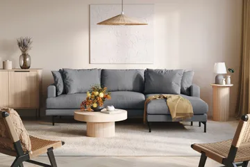 Menard 3-sits Högervänd L-formad Divansoffa i Tyg - Mörkgrå - Möbler - Soffa - Divansoffa & schäslongsoffa - 3 sits soffa med divan