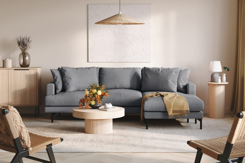 Menard 3-sits Högervänd L-formad Divansoffa i Tyg - Mörkgrå - Möbler - Soffa - Divansoffa & schäslongsoffa - 3 sits soffa med divan