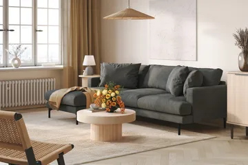 Menard 3-sits Vänstervänd L-formad Divansoffa i Manchester - Grå - Möbler - Soffa - Divansoffa & schäslongsoffa - 3 sits soffa med divan