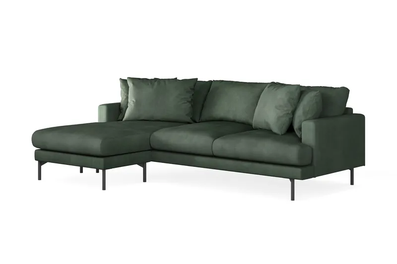 Menard 3-sits Vänstervänd L-formad Divansoffa i Manchester - Grön - Möbler - Soffa - Divansoffa & schäslongsoffa - 3 sits soffa med divan