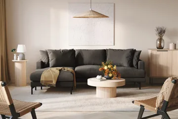 Menard 3-sits Vänstervänd L-formad Divansoffa i Manchester - Mörkgrå - Möbler - Soffa - Divansoffa & schäslongsoffa - 3 sits soffa med divan