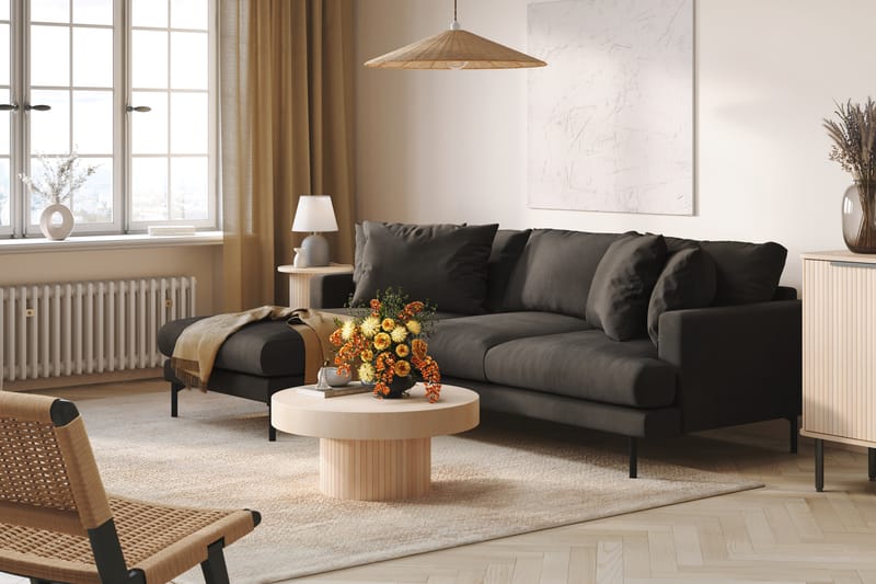 Menard 3-sits Vänstervänd L-formad Divansoffa i Manchester - Mörkgrå - Möbler - Soffa - Divansoffa & schäslongsoffa - 3 sits soffa med divan