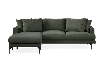 Menard 3-sits Vänstervänd L-formad Divansoffa i Manchester - Mörkgrön - Möbler - Soffa - Divansoffa & schäslongsoffa - 3 sits soffa med divan