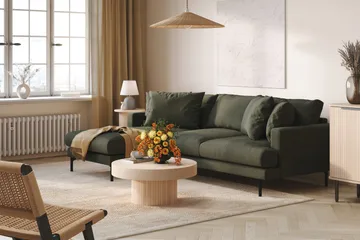 Menard 3-sits Vänstervänd L-formad Divansoffa i Manchester - Mörkgrön - Möbler - Soffa - Divansoffa & schäslongsoffa - 3 sits soffa med divan