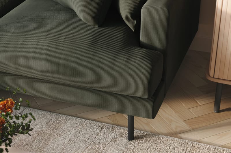 Menard 3-sits Vänstervänd L-formad Divansoffa i Manchester - Mörkgrön - Möbler - Soffa - Divansoffa & schäslongsoffa - 3 sits soffa med divan