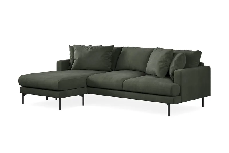 Menard 3-sits Vänstervänd L-formad Divansoffa i Manchester - Mörkgrön - Möbler - Soffa - Divansoffa & schäslongsoffa - 3 sits soffa med divan