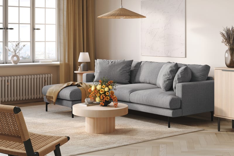 Menard 3-sits Vänstervänd L-formad Divansoffa i Tyg - Grå - Möbler - Soffa - Divansoffa & schäslongsoffa - 3 sits soffa med divan