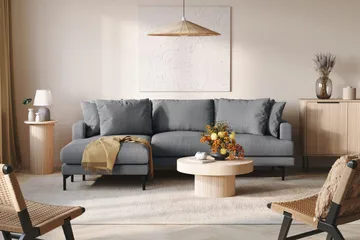 Menard 3-sits Vänstervänd L-formad Divansoffa i Tyg - Mörkgrå - Möbler - Soffa - Divansoffa & schäslongsoffa - 3 sits soffa med divan