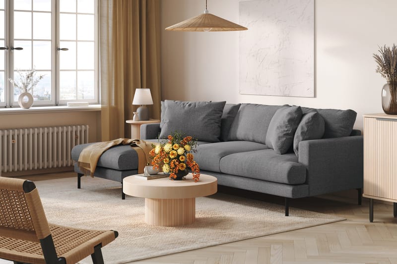 Menard 3-sits Vänstervänd L-formad Divansoffa i Tyg - Mörkgrå - Möbler - Soffa - Divansoffa & schäslongsoffa - 3 sits soffa med divan