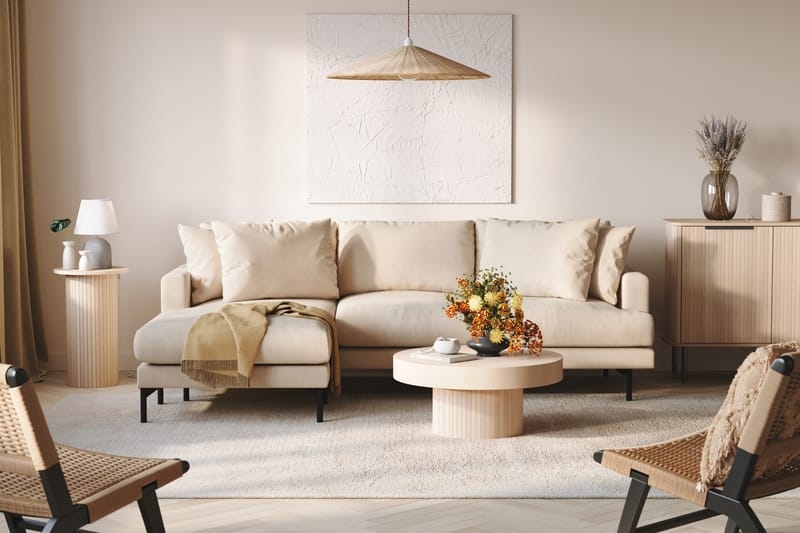 Menard 4-sits Vänstervänd L-formad Djup Divansoffa i Manchester - Beige - Möbler - Soffa - Divansoffa & schäslongsoffa - 3 sits soffa med divan