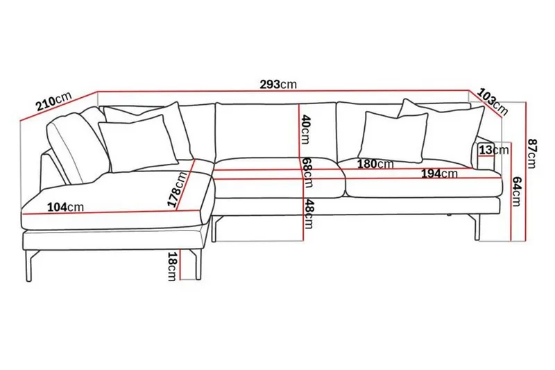 Menard 4-sits Vänstervänd L-formad Djup Schäslongsoffa i Manchester - Beige - Möbler - Soffa - Divansoffa & schäslongsoffa - 4 sits soffa med divan