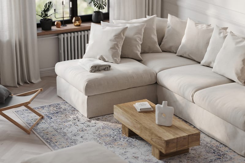 Menard 4-sits Vänstervänd L-formad Schäslongsoffa i Tyg - Beige - Möbler - Soffa - Divansoffa & schäslongsoffa - 4 sits soffa med divan
